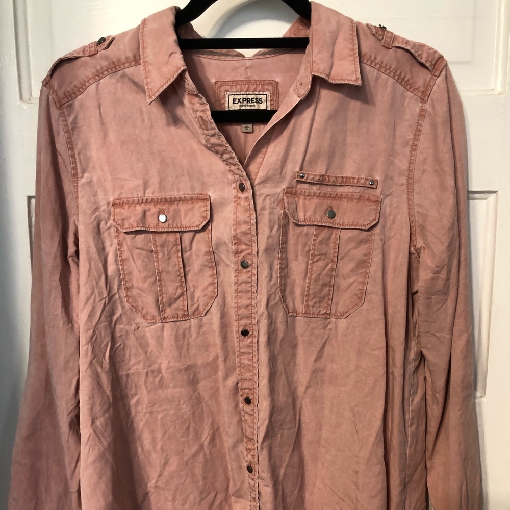 EXPRESS Boyfriend Long Sleeve Button up